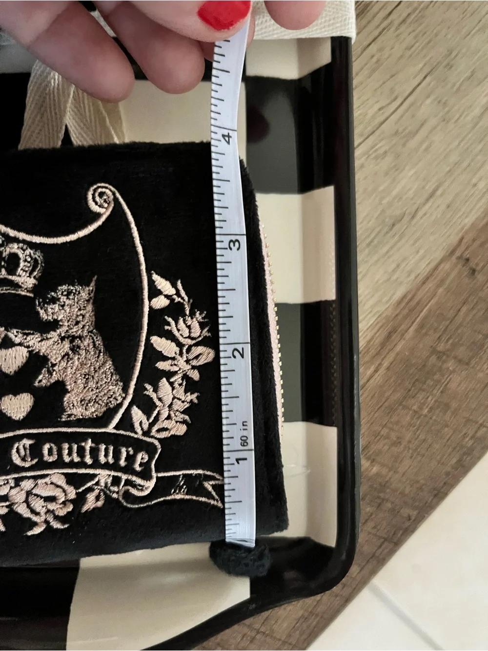 Juicy Couture Black Velour Scottie Crest Zip Around Wallet Charm Y2K Aesthetic